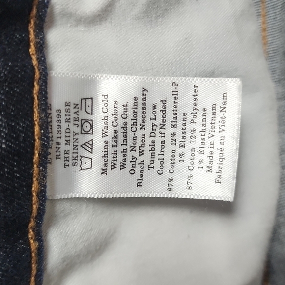 Everlane Mid-Rise Skinny Dark Wash Skinny Jeans - Picture 10 of 10